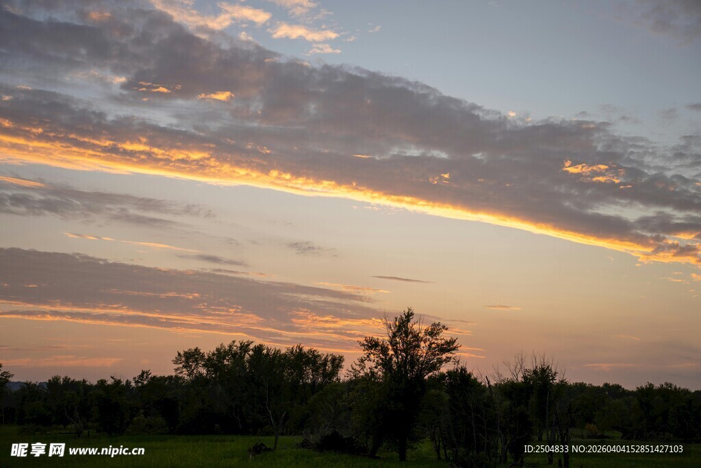 田野上的绚丽日落美景