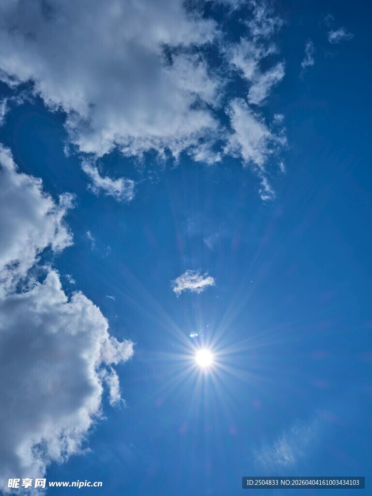 晴朗蓝天中的耀眼太阳