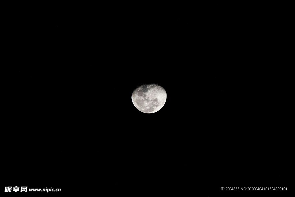 夜空中的明亮月亮