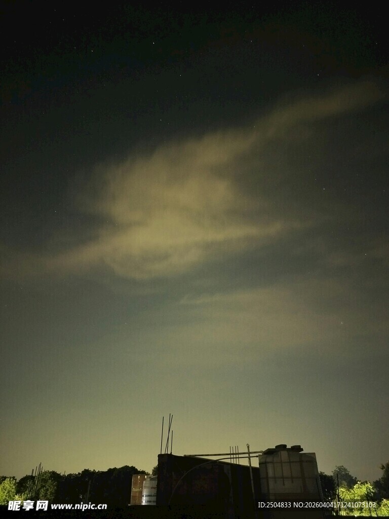 夜空下的城市建筑轮廓