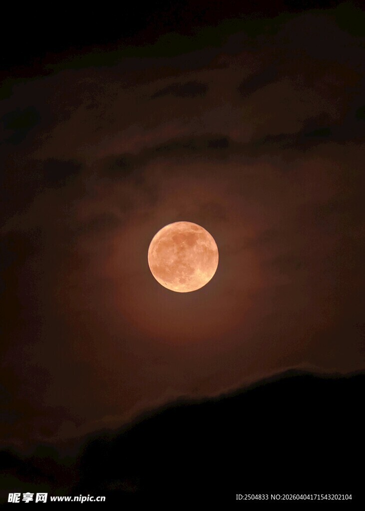 夜空中的明亮满月