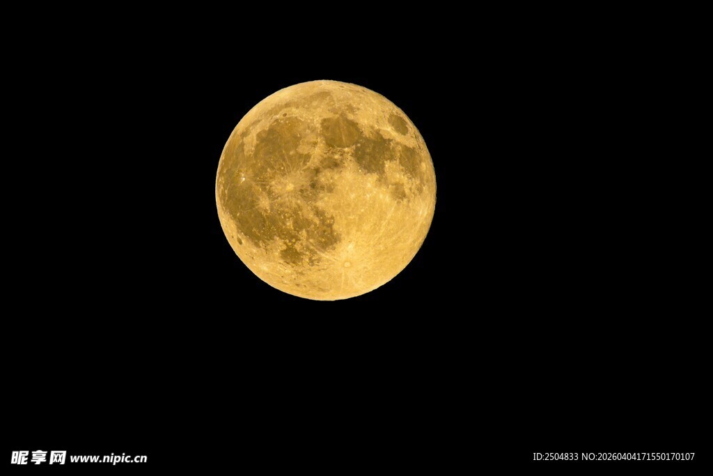 金黄圆月悬于夜空