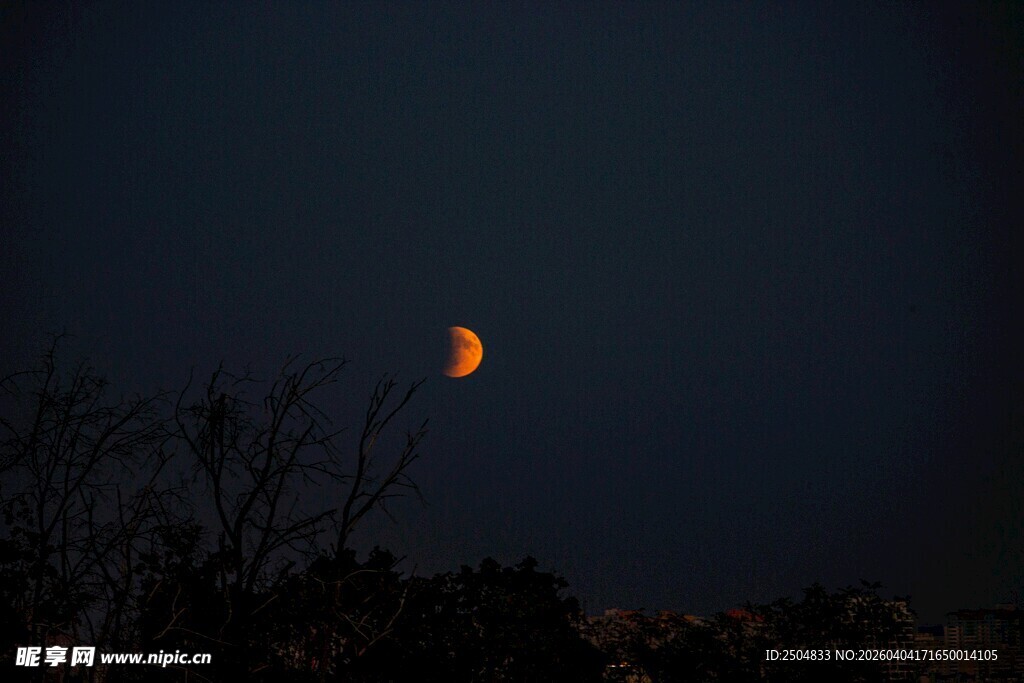 夜空中的弯月