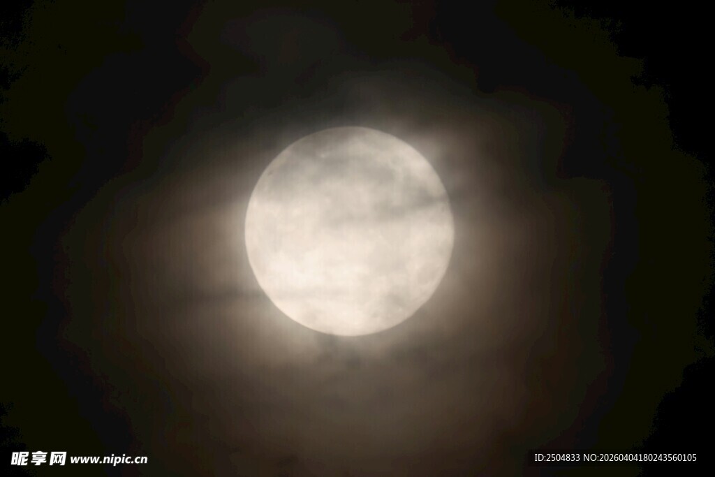 夜空中明亮的满月