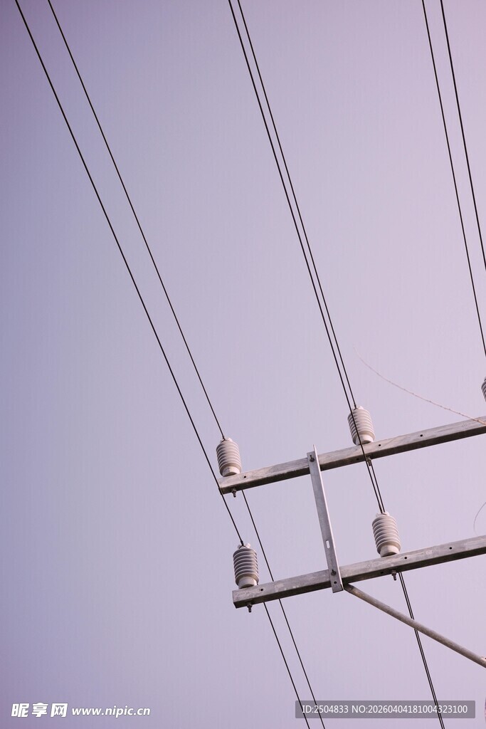 空中电线与电线杆景象