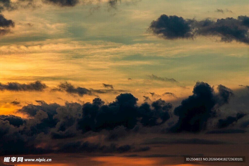 黄昏时分的天空与树林