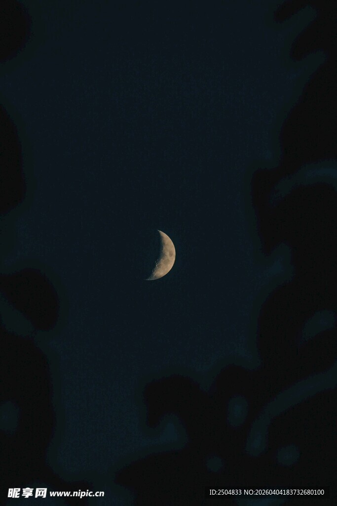 夜空中的弯弯新月