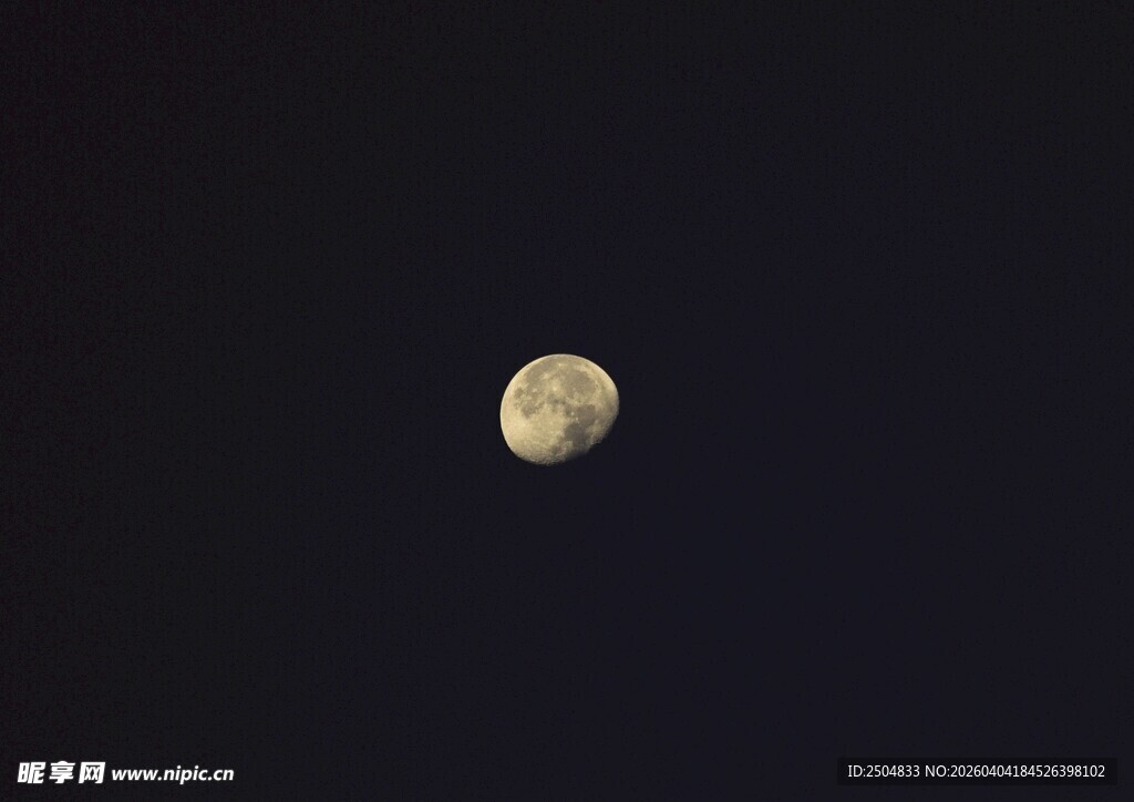 夜空中的明亮圆月