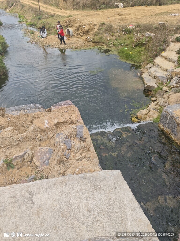 乡村小溪边的悠然景致