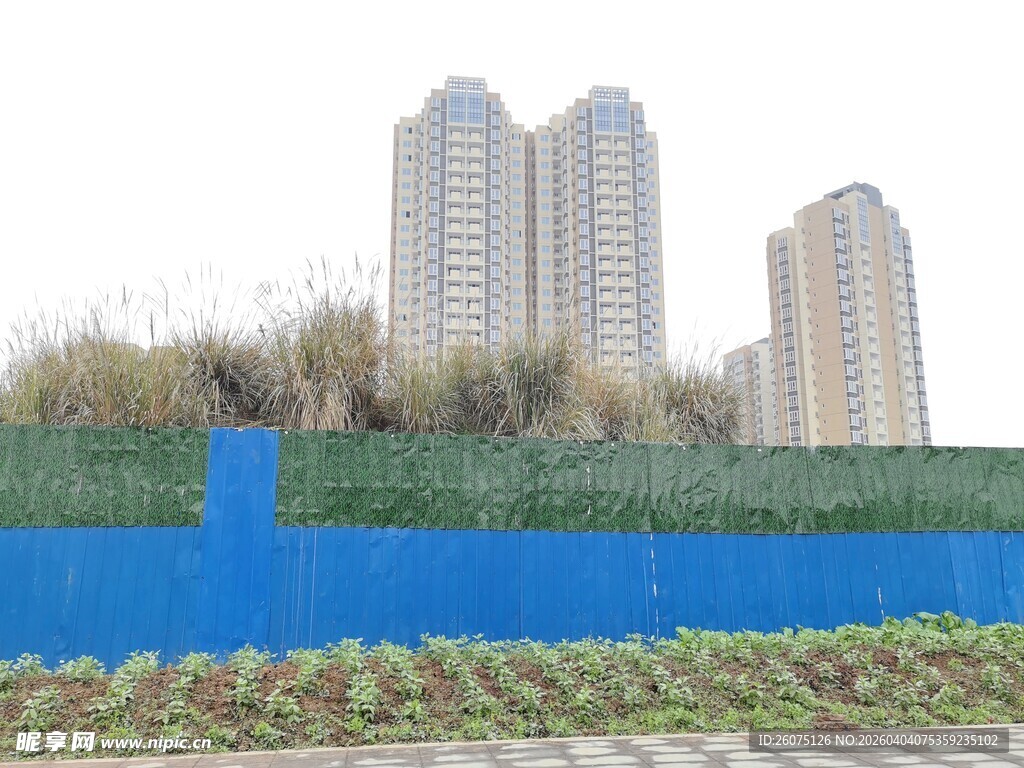 城市旁的多彩景观绿化带