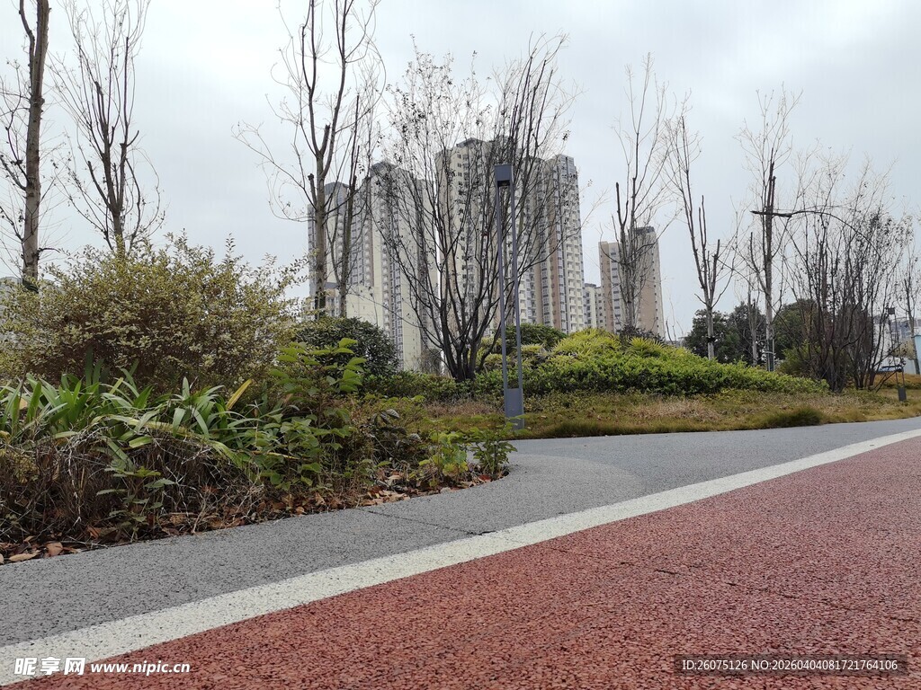 城市公园中的多彩步道