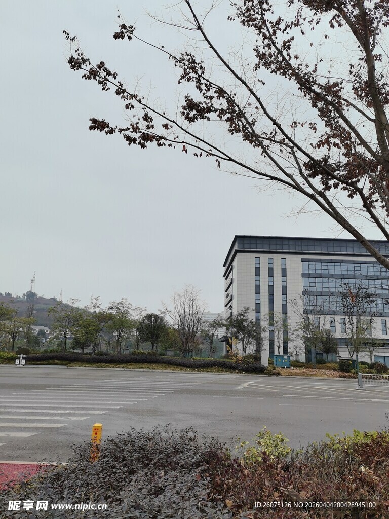 空旷场地旁的现代建筑