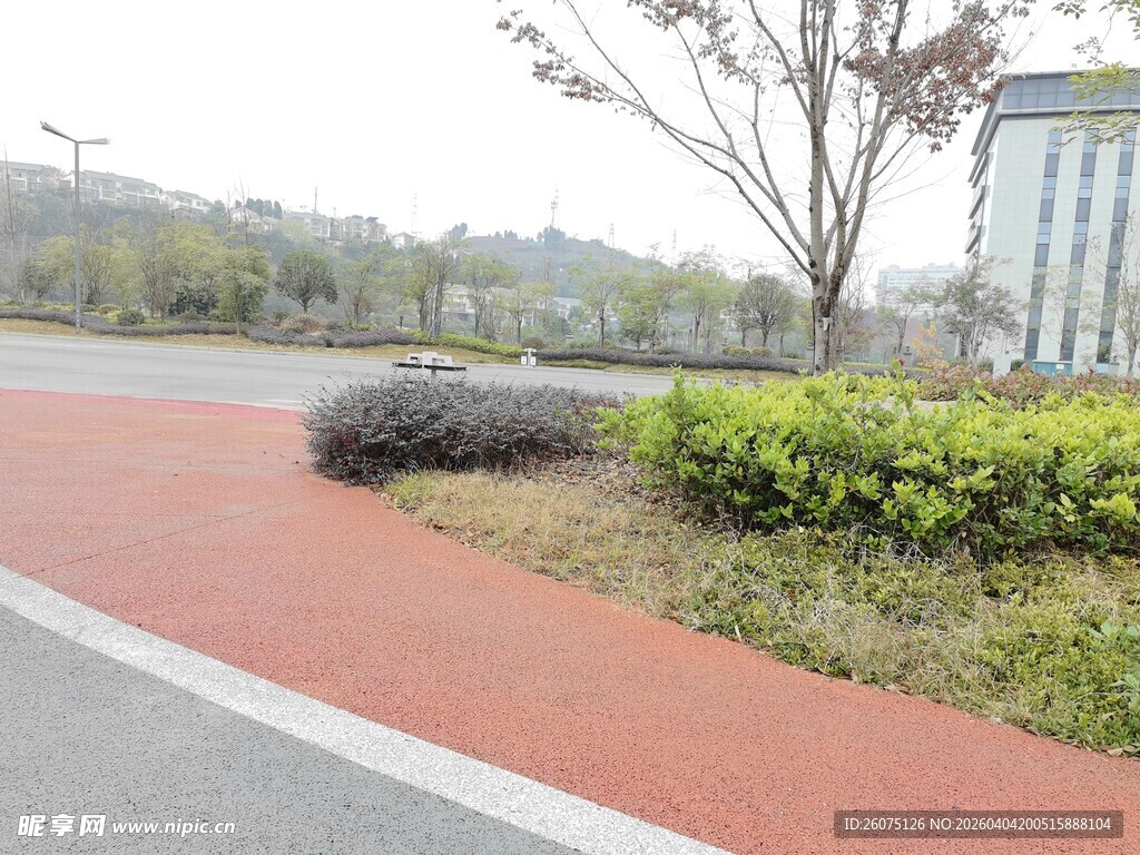 城市中色彩鲜艳的步道景观