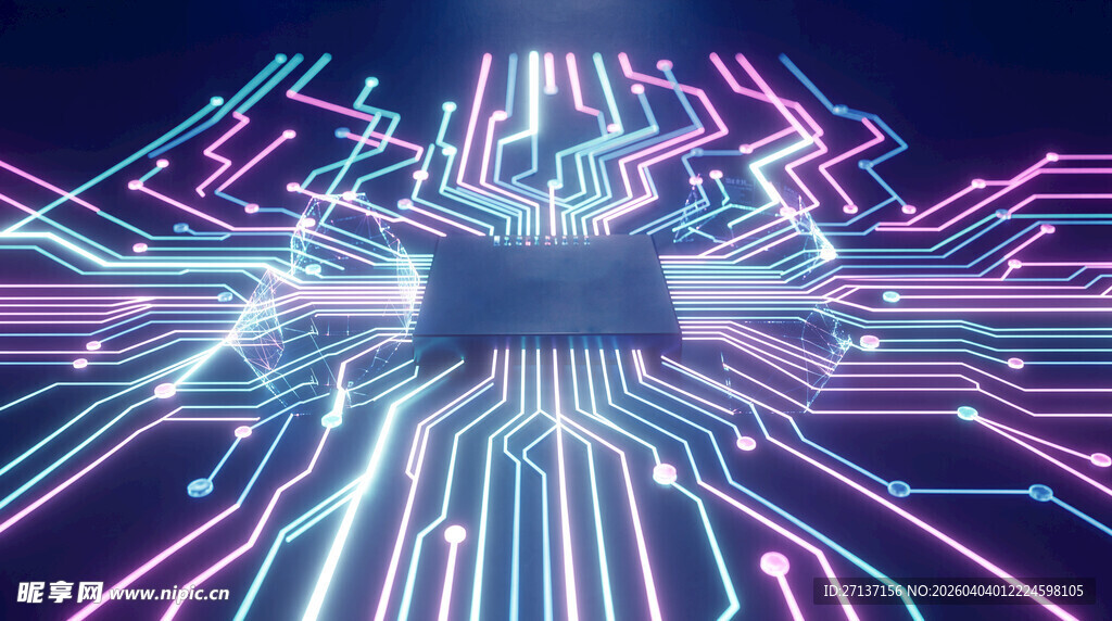 炫彩科技感电路线条图案