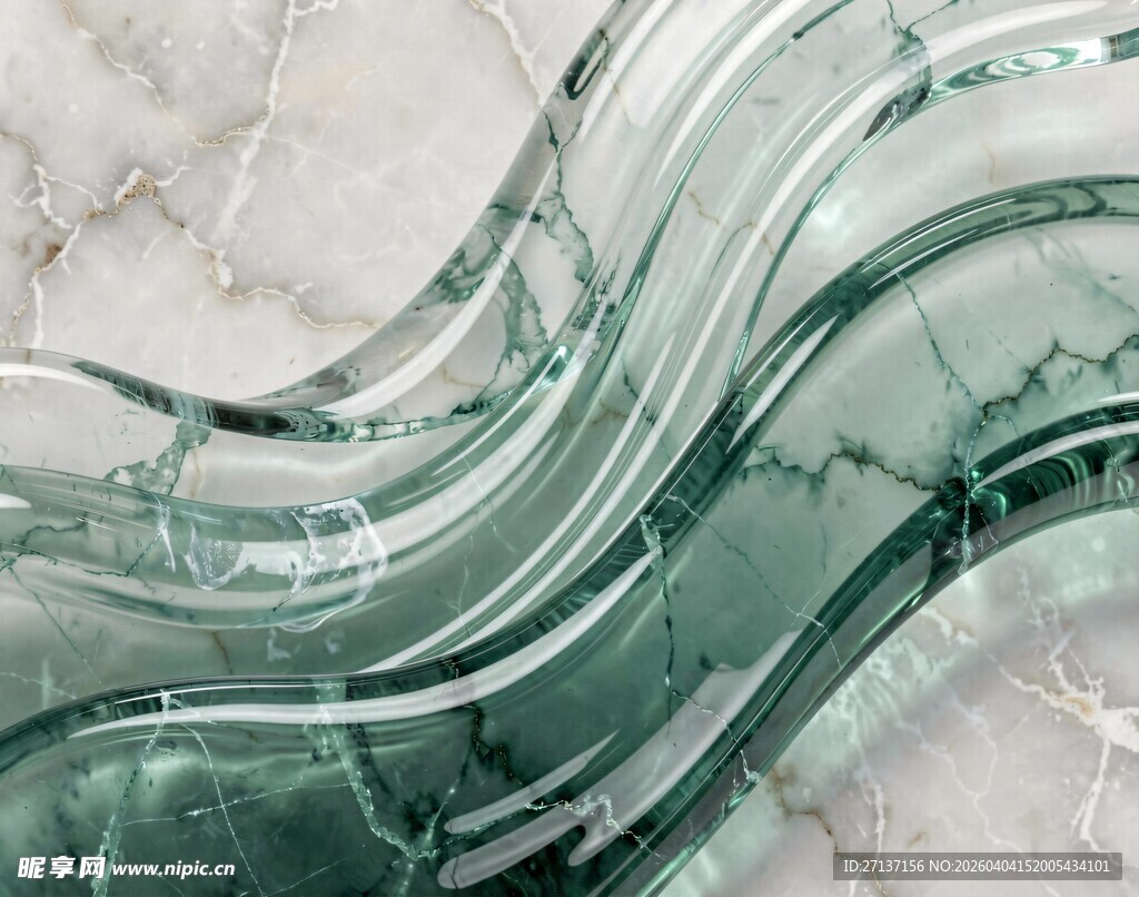 流动绿纹大理石纹理图案