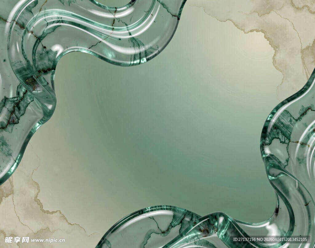 绿色波浪纹理抽象背景图