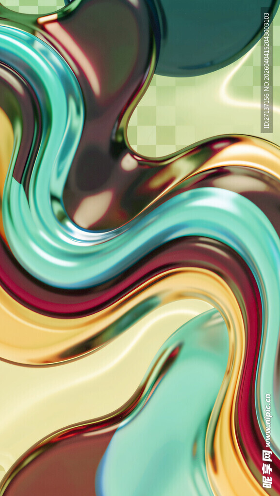 多彩流动线条抽象艺术图