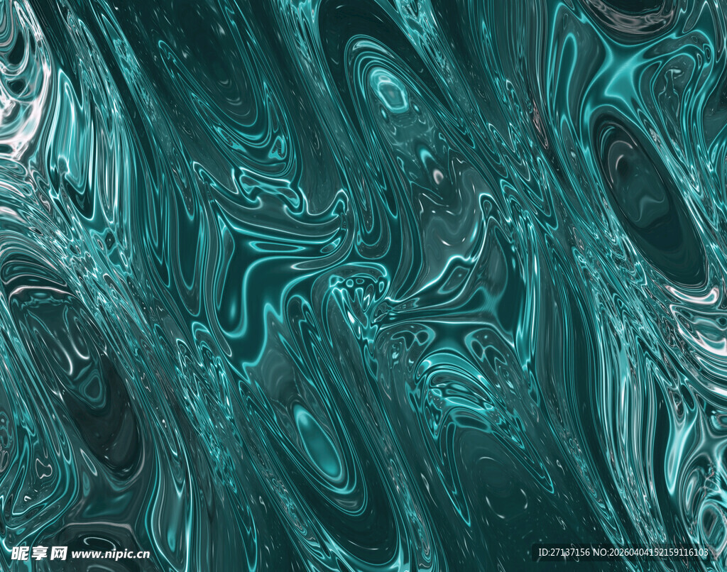 蓝绿色抽象流体纹理图案