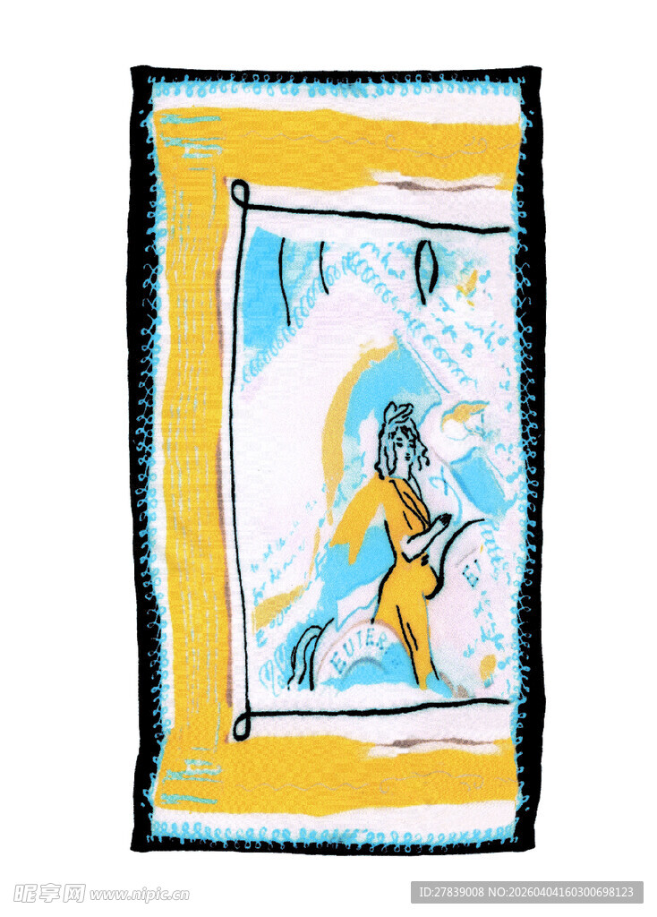 卡通风格的人物窗边场景