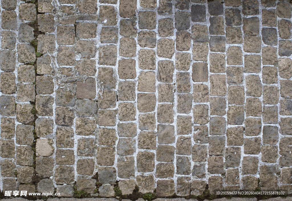 复古石砖铺就的地面纹理