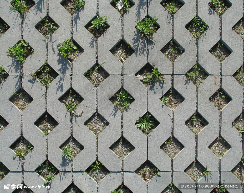 镂空砖地绿植点缀景观