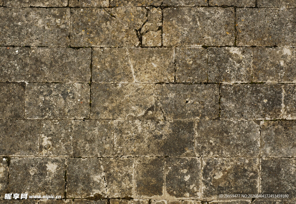 古老斑驳石砖墙纹理