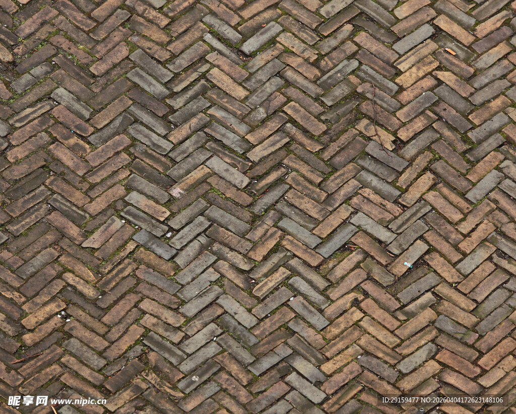 复古人字纹砖石地面纹理