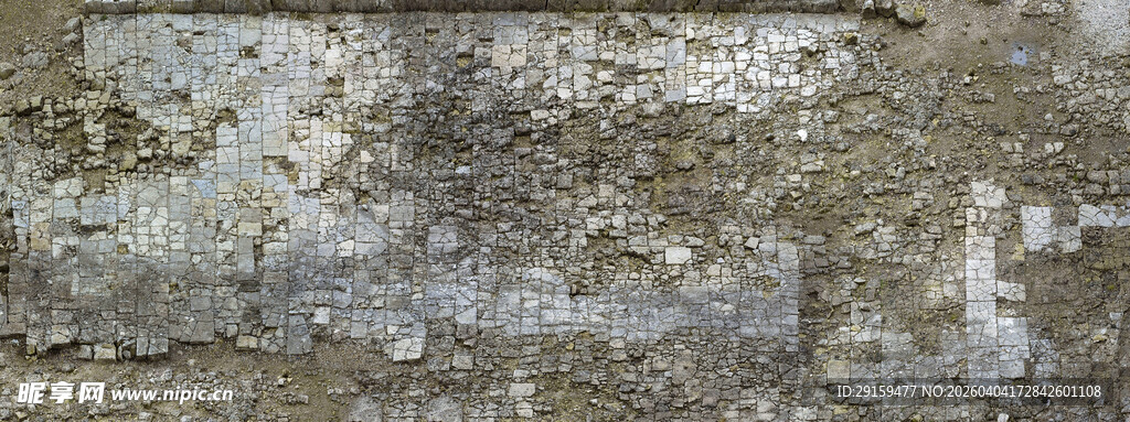 斑驳石墙纹理特写