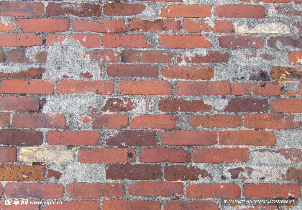 老旧红砖墙面纹理特写