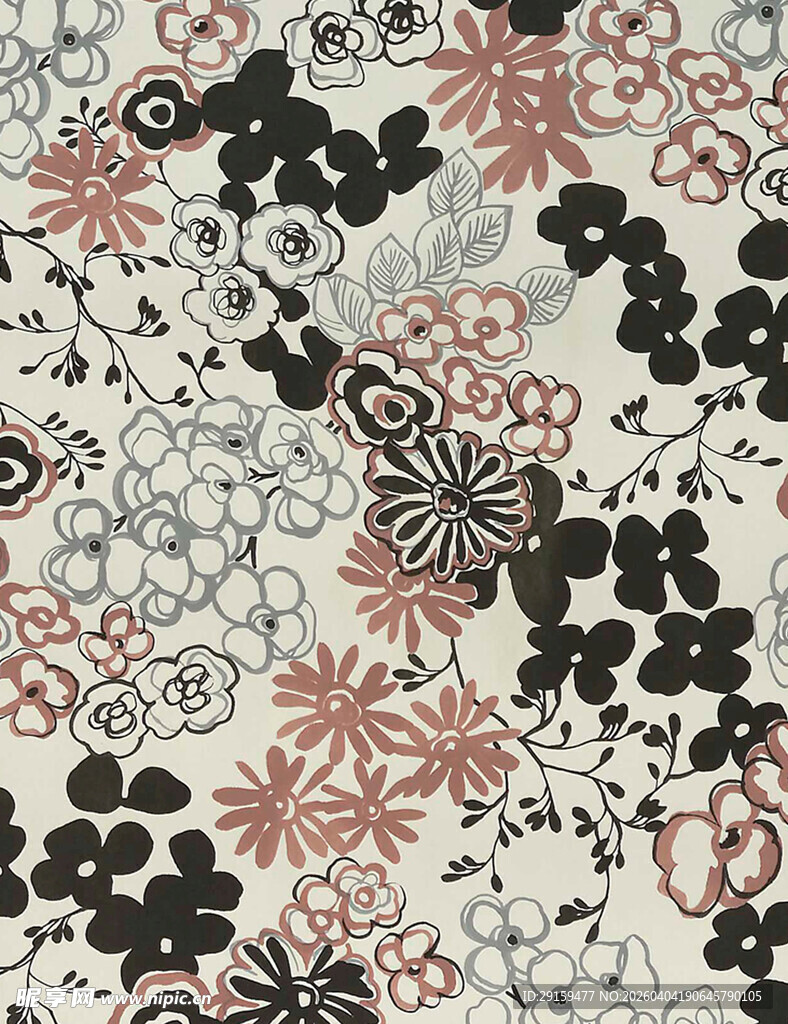 复古花卉图案纹理布料