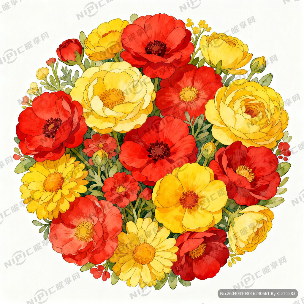 生成多种花的组合 组成圆形