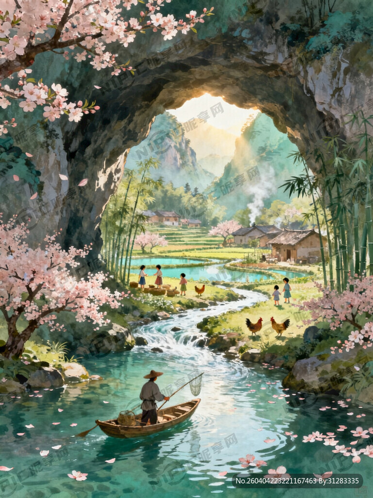 画一幅陶渊明笔下的世外桃源