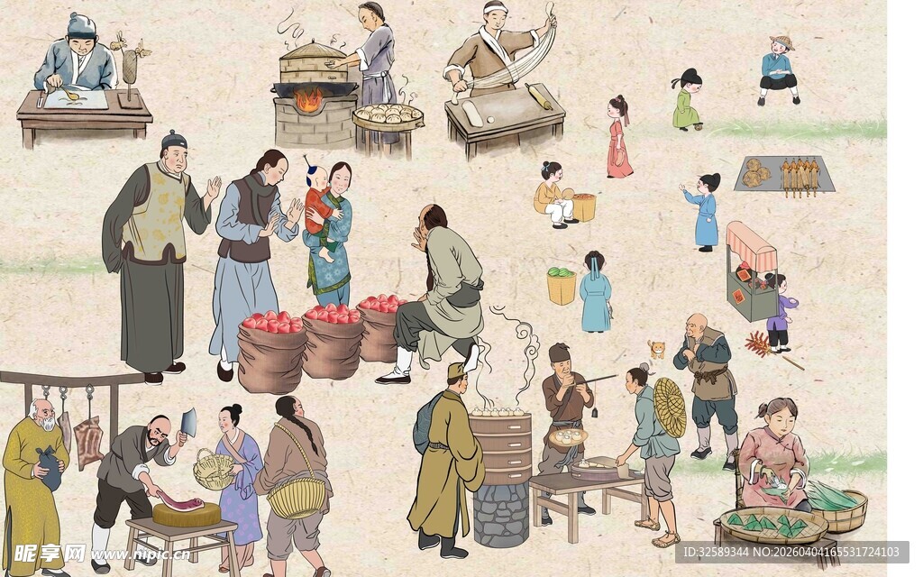 古代市井生活场景图