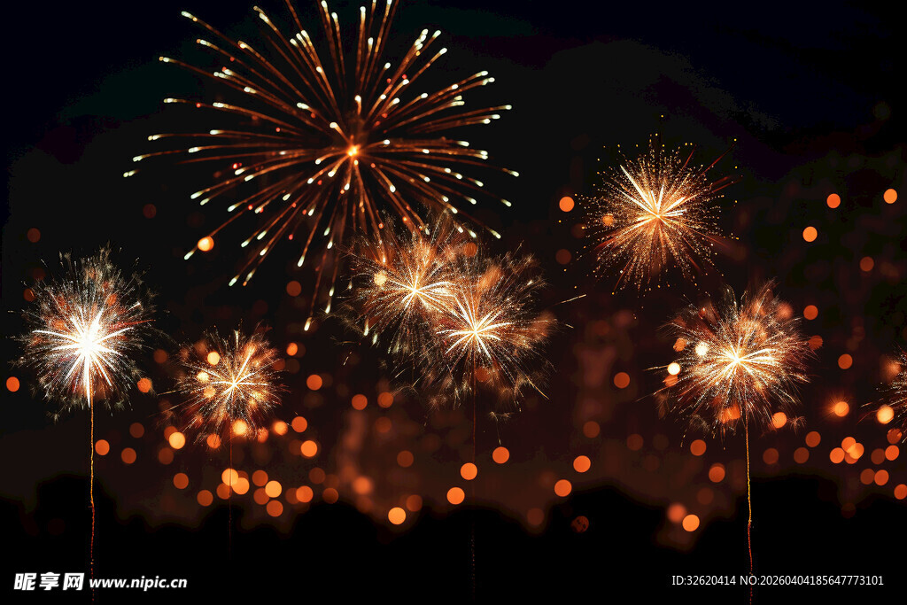 夜空中绚烂的烟花绽放