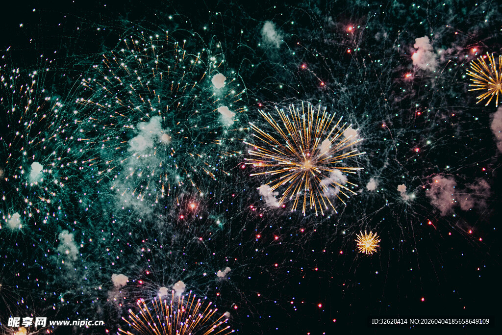 绚丽夜空烟花绽放