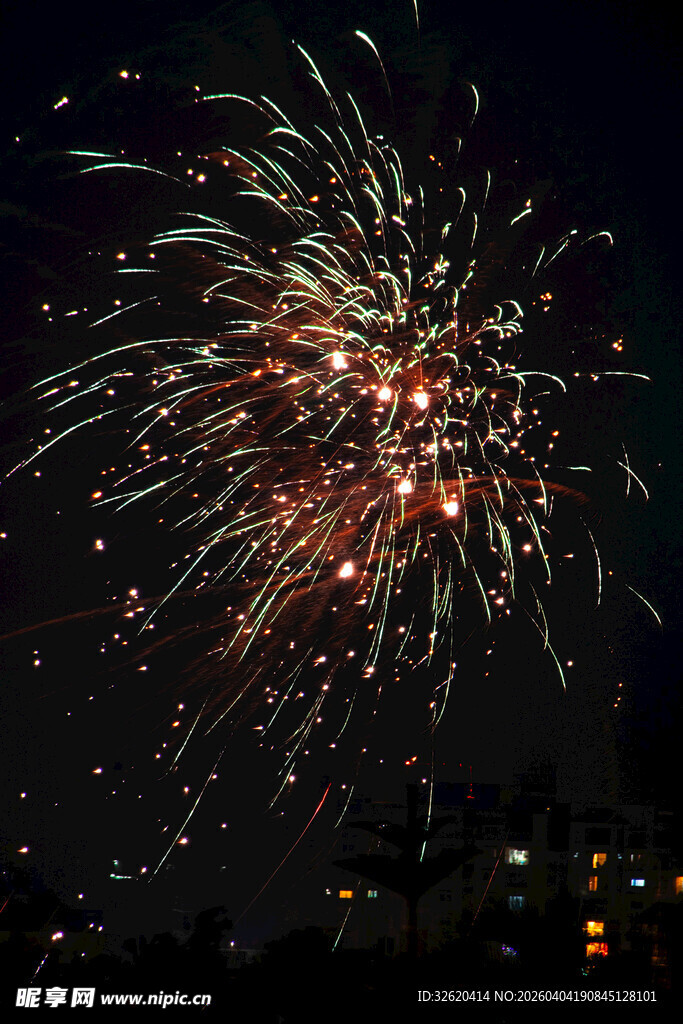 夜空中绚烂的烟花绽放