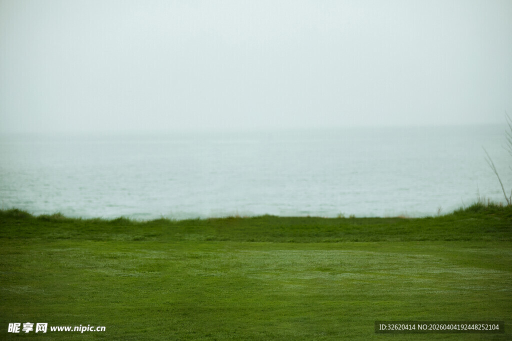 绿野尽头的广阔海面