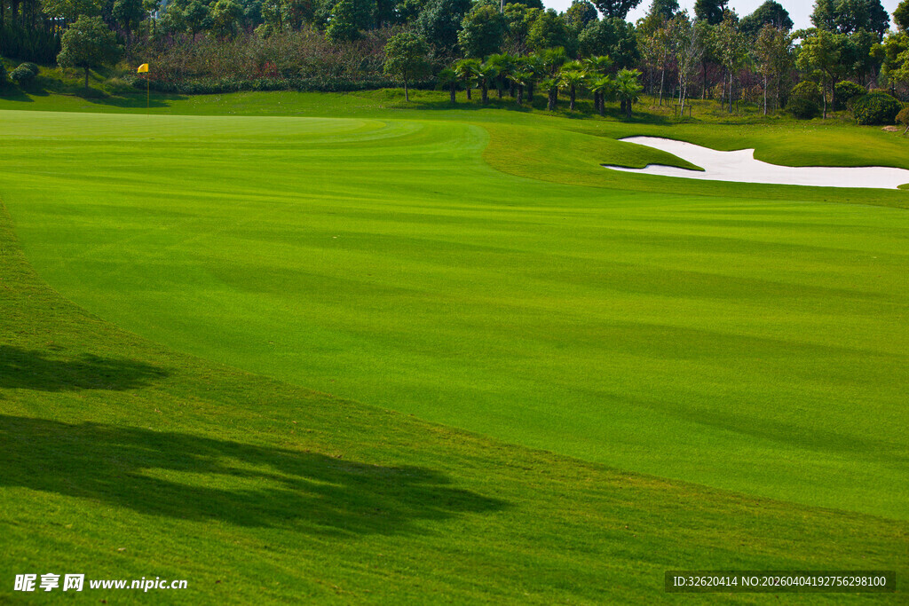 翠绿高尔夫球场风景如画