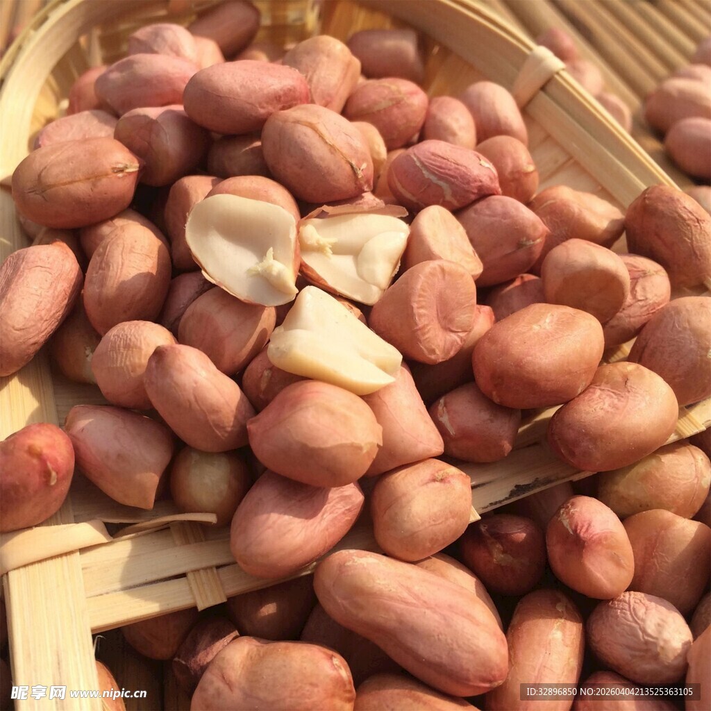竹篮中的新鲜花生米