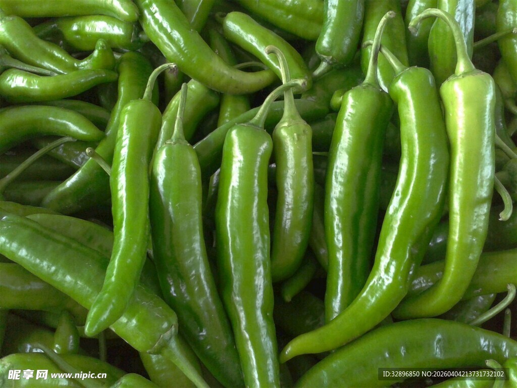 新鲜青辣椒堆叠