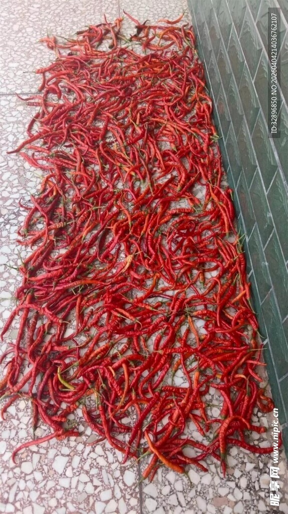 一堆鲜红干辣椒