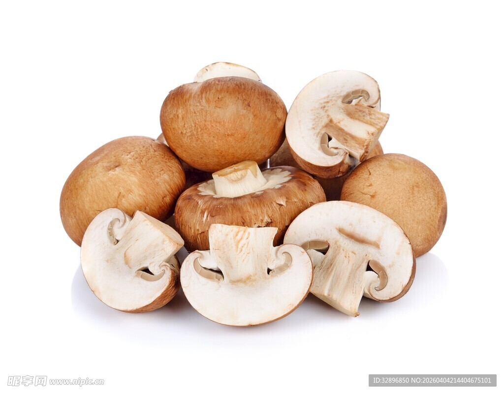 新鲜蘑菇堆叠展示