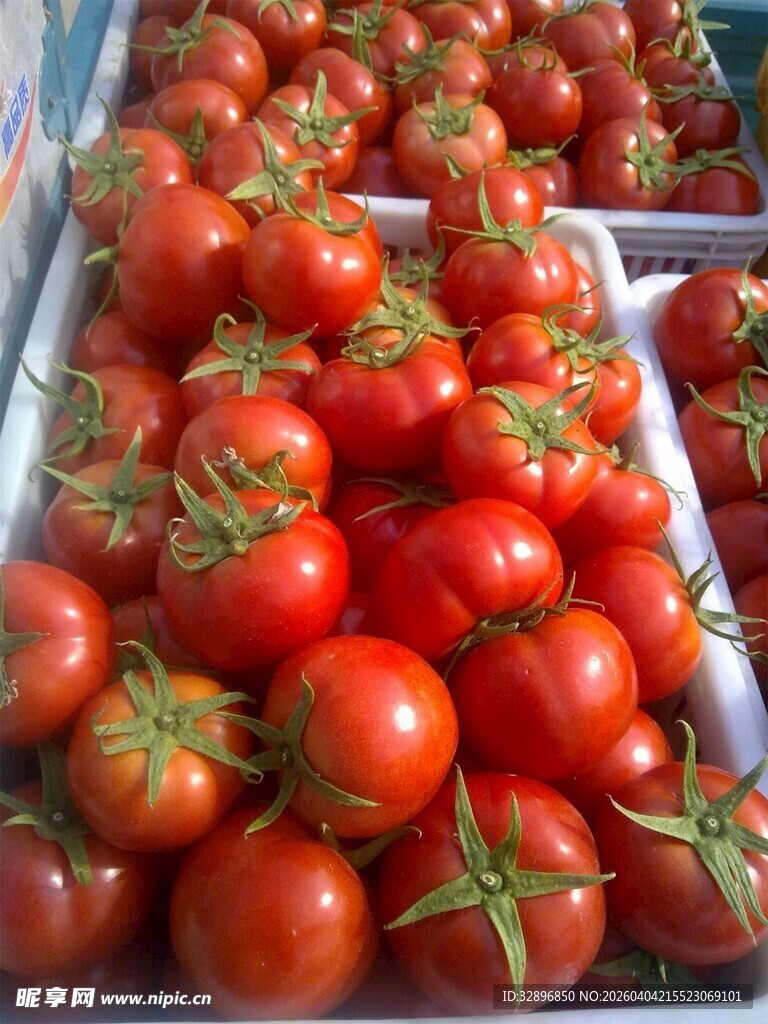 新鲜饱满的西红柿陈列