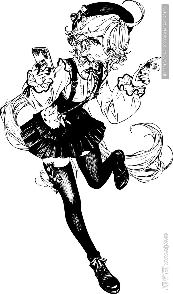 跳跃的动漫少女形象 芙宁娜 原