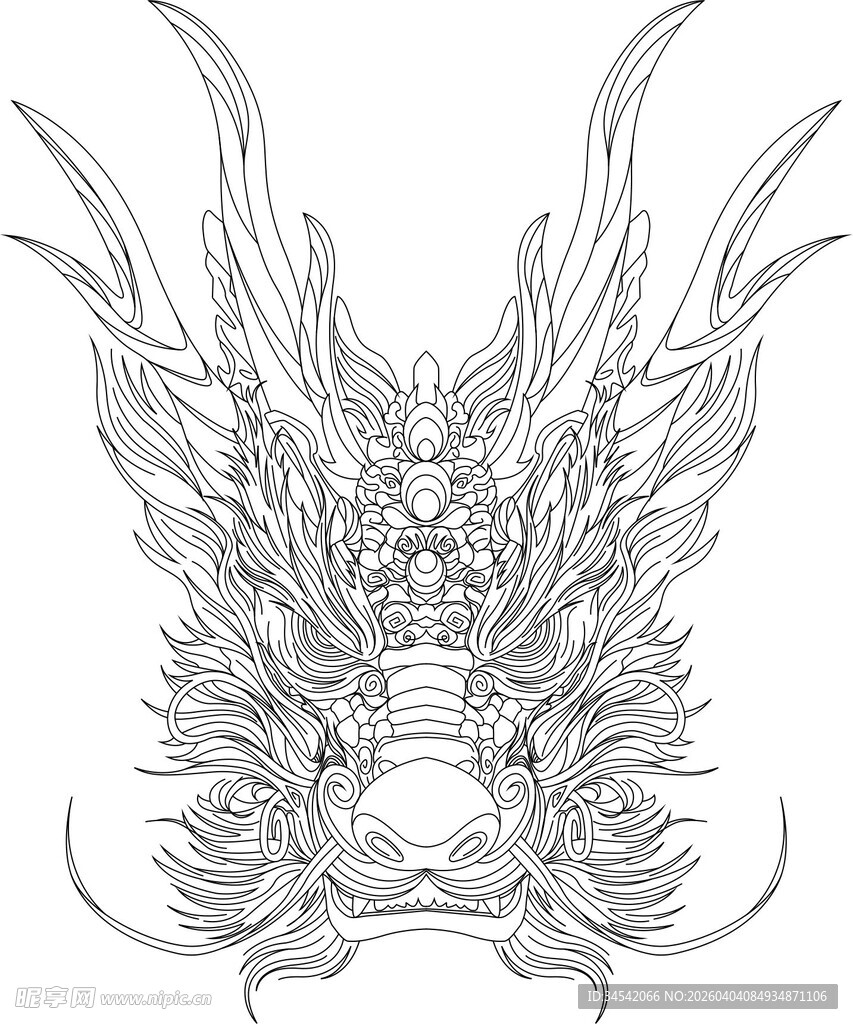 龙形图腾线稿设计图