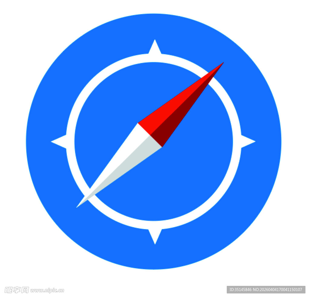 蓝色圆形指南针图标