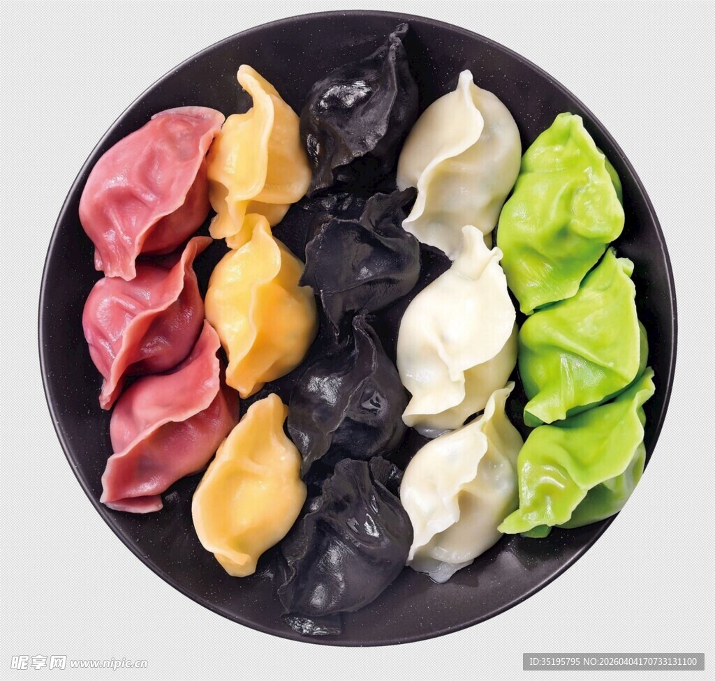 多彩饺子摆盘展示