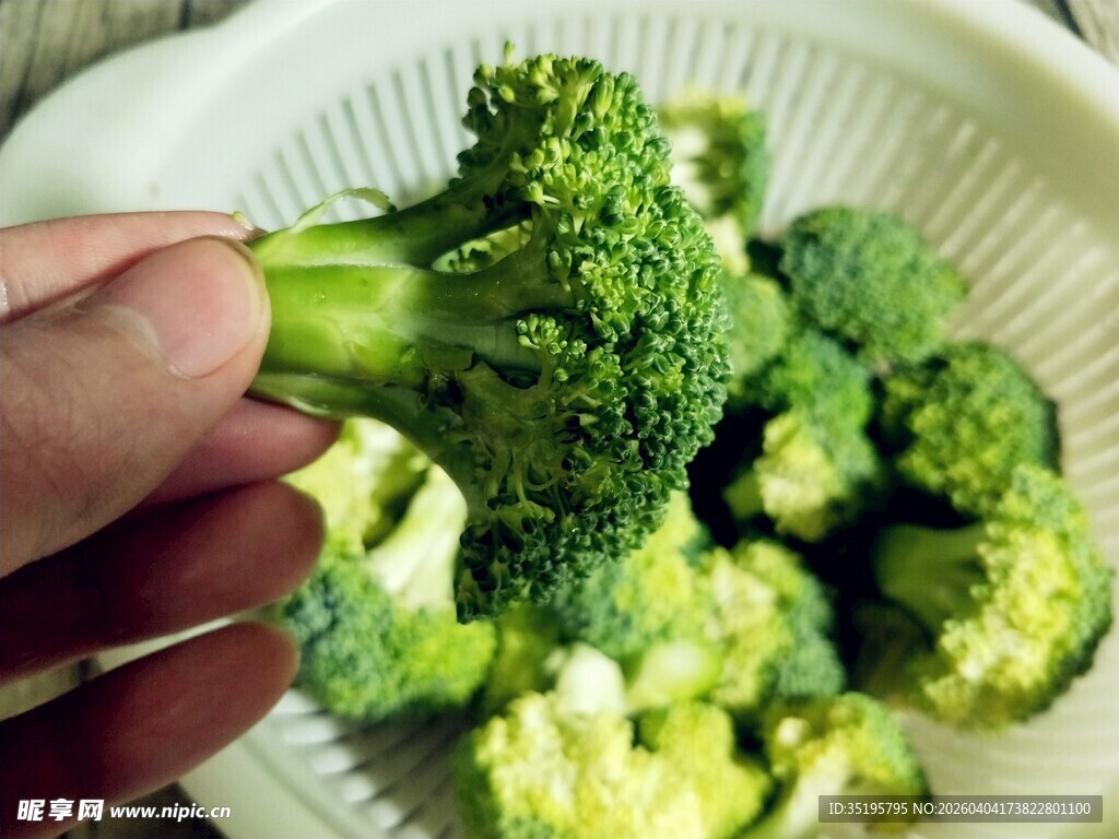 手取盘中西兰花