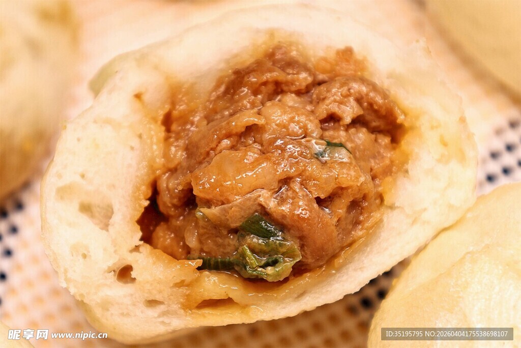 美味肉馅包子特写