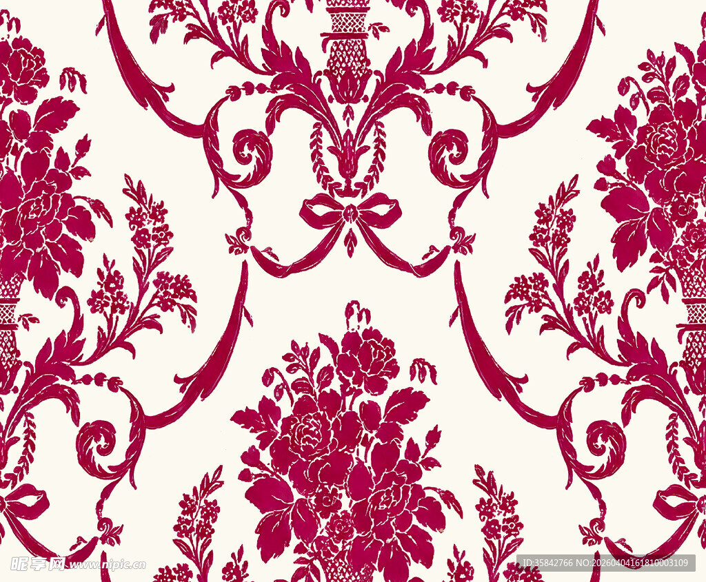 复古红花卉壁纸图案